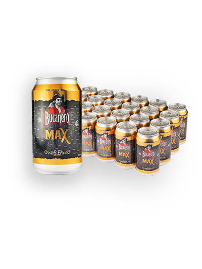 Cerveza Bucanero Max, 24 latas de 355ml, ALC 6.5% VOL