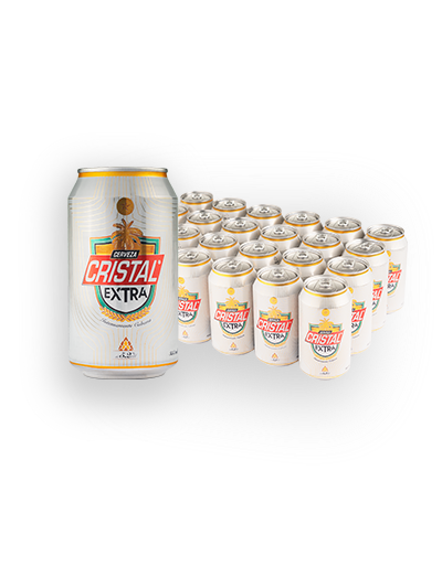 Cerveza Cristal Extra, 24 latas de 355ml, ALC 5.2% VOL